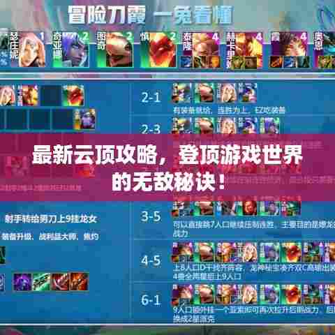 最新云顶攻略,登顶游戏世界的无敌秘诀!