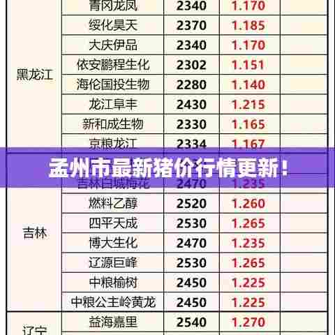 孟州市最新猪价行情更新!