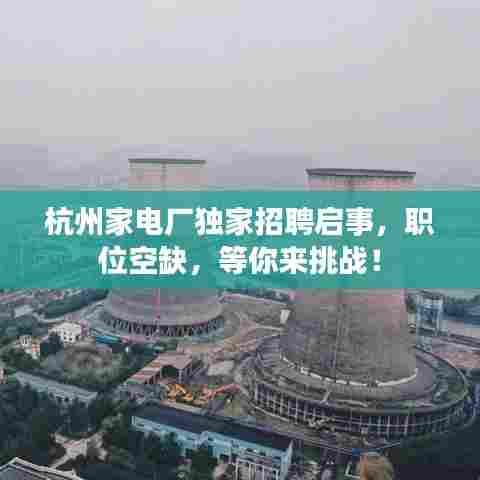 杭州家电厂独家招聘启事，职位空缺，等你来挑战！